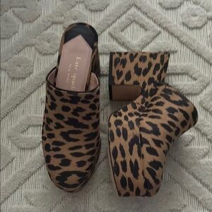Kate Spade Leopard print platform mules